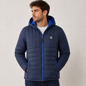 Timberland puffer jacket men’s Medium Navy Blue Hooded Timberland Jacket